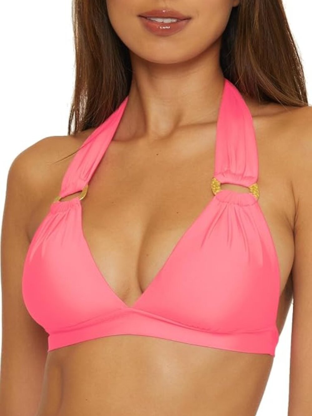 Trina Turk 'Monaco' Ring Halter Bikini Swimsuit Top, Carnation